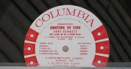 Tony Bennett - Hometown, My Town (1959) - VINYL white label promo MONO - 24-bit/96kHz plus CD-compatible format