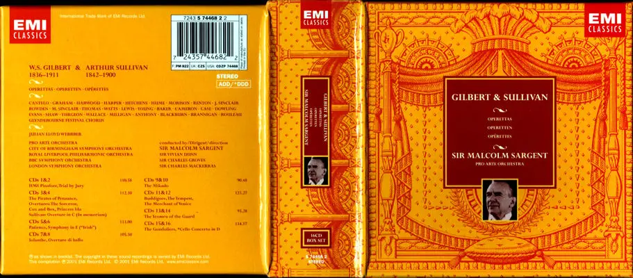 Gilbert Sullivan: Operettas / Sargent Pro Arte Orchestra (16 CD Box