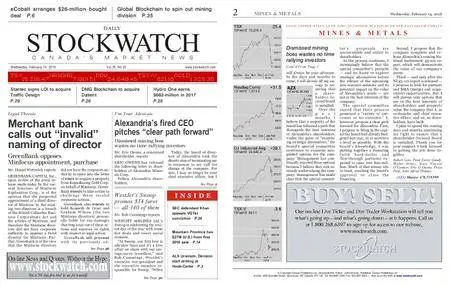 Stockwatch - Canada Daily – February 14, 2018