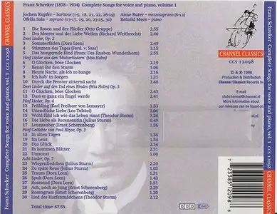 Franz Schreker - Complete Songs For Voice And Piano Vol. 1 (1998, Channel Classics # CCS 12098)