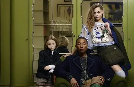 Cara Delevingne and Pharrell Williams by Karl Lagerfeld for CHANEL Pre-Fall 2015 Paris-Salzburg Metieres d’Art