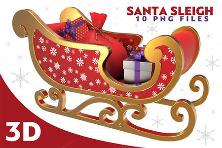 PNG Clipart Santa Sleigh - 3D