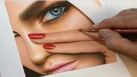 Realistic Colored Pencil Drawing: Face Drawing Of Woman