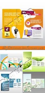Tri fold business brochure vector set 28