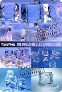 Stock Photo: Ice cubes on blue background