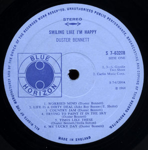 Duster Bennett - Smiling Like I'm Happy (Blue Horizon 1968) 24-bit/96 kHz Vinyl Rip.