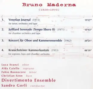 Bruno Maderna [1920 Venezia - 1973 Darmstadt] (2007) 