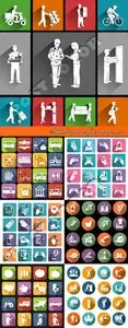Stylish icons in flat vector set 41