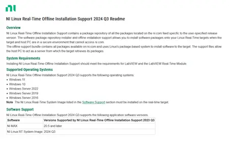 NI Linux Real-Time Offline Installation Support 2025 Q3