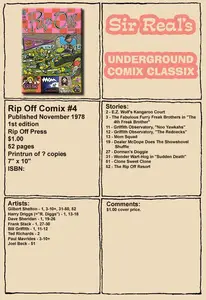 Rip Off Comix 004 1978 1st Edition Sir Real