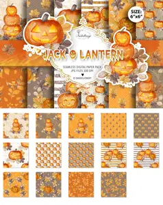 EE - Watercolor Jack O Lantern digital paper pack VWA4KAD