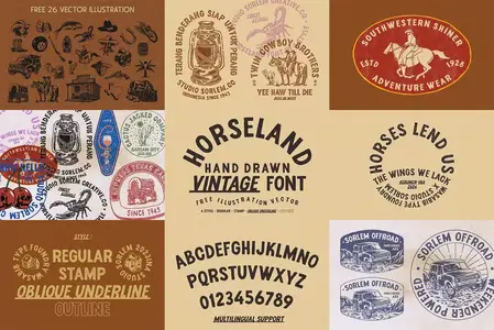 Horseland - Illustration Vectors [+Fonts]