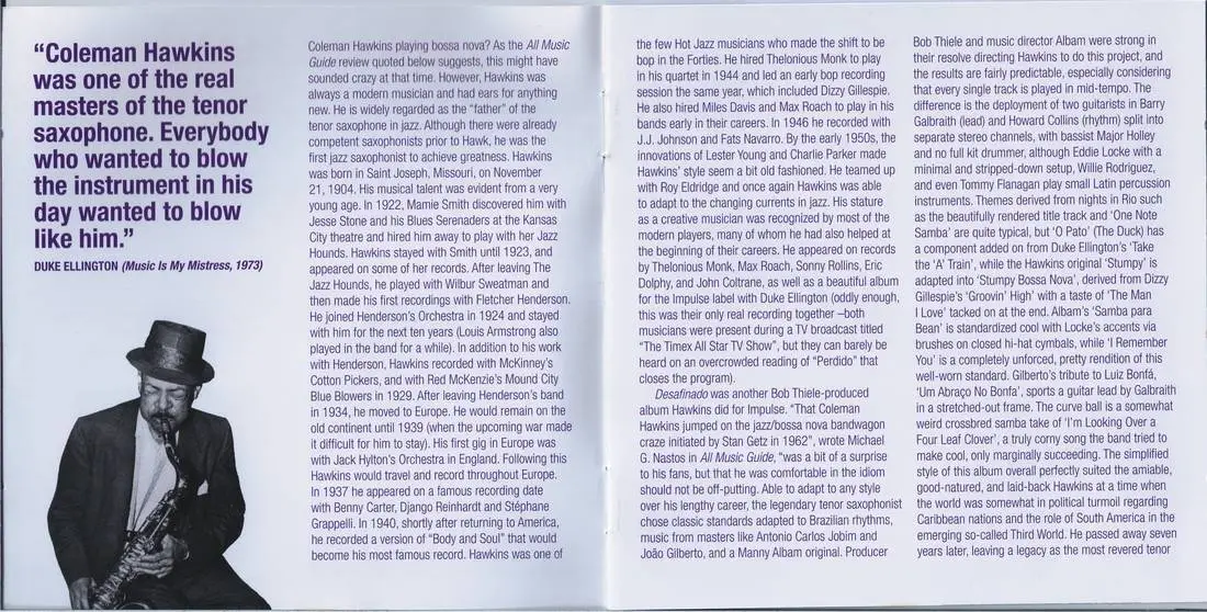 Coleman Hawkins - Desafinado + Bluesy Burrell (2013) {Mater Jazz}