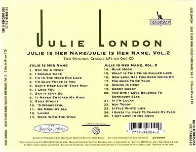 Julie London - Julie Is Her Name & Julie Is Her Name Vol. 2 (1992, # EMI 0777-7-99804-2 0)