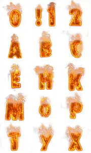 Fire Font Letters and Numbers PNG Clipart