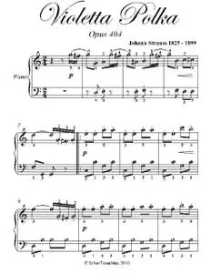 «Violetta Polka Easy Piano Sheet Music» by Johann Strauss