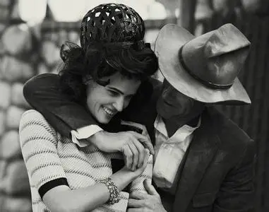 Lara Stone & Aaron Eckhart by Peter Lindbergh for Vogue US February 2012