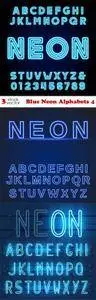 Vectors - Blue Neon Alphabets 4