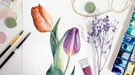 Watercolor Botanical Series: Paint Tulips Step by Step