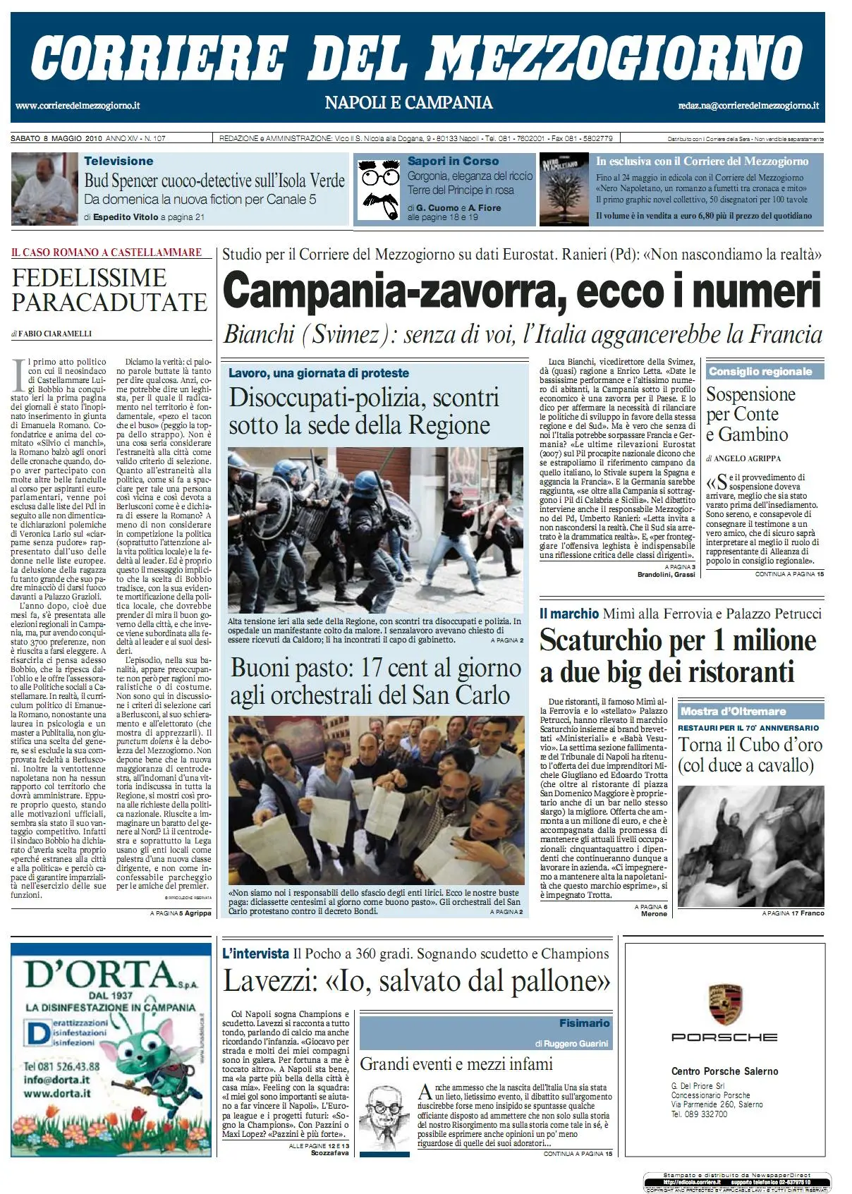 CORRIERE DEL MEZZOGIORNO CAMPANIA E PUGLIA 8 MAGGIO 2010