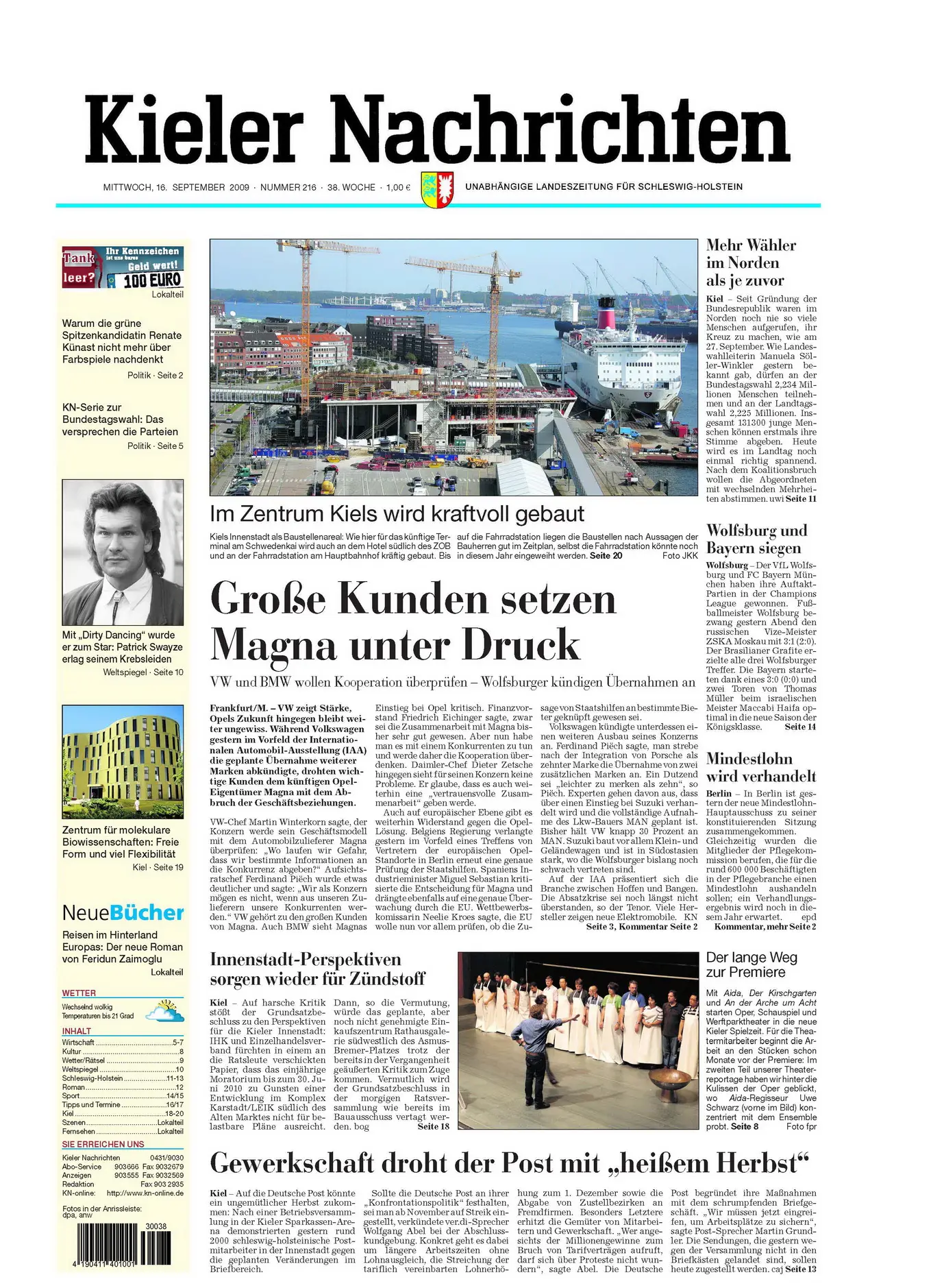 Kieler Nachrichten vom 16. September 2009