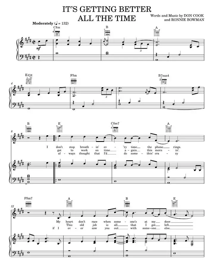 It's Getting Better All The Time - Brooks & Dunn, John Waite (Piano-Vocal-Guitar)