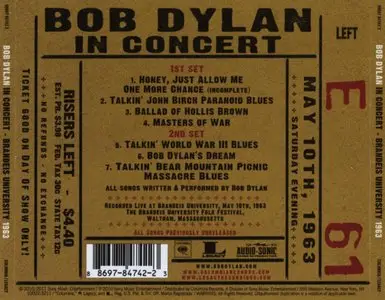Bob Dylan - In Concert - Brandeis University 1963 (2011) {Columbia 88697 84742 2}