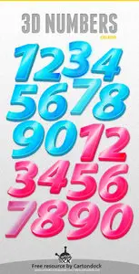 3D Numbers Free PSD Template