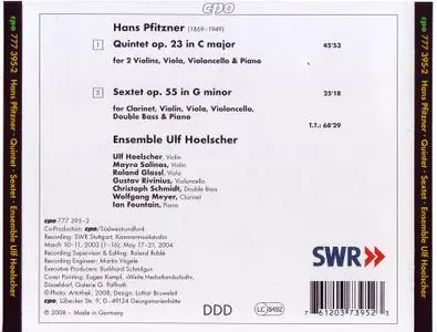 Ulf Hoelscher Ensemble - Hans Pfitzner: Piano Quintet in C major, Op. 23, Sextet in G minor, Op. 55 (2008)