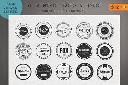 CreativeMarket - 50 Vintage Logo & Badge