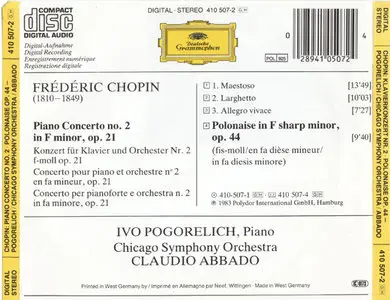 Chopin - Ivo Pogorelich / Chicago SO / Claudio Abbado - Piano Concerto No. 2 & Polonaise No. 5 (1983)