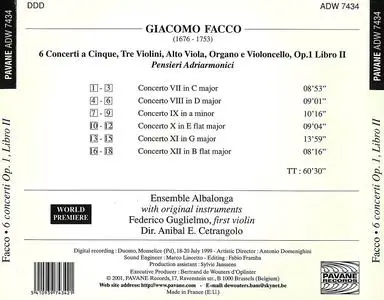 Ensemble Albalonga - Giacomo Facco: 6 Concerti Op. 1 Libro II "Pensieri adriarmonici" (2001)