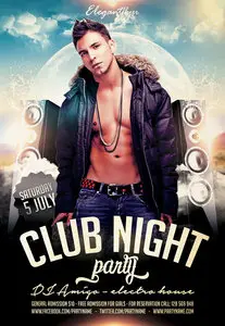 Flyer PSD Template - Club night party plus Facebook Cover
