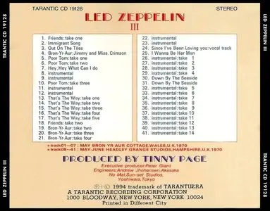 Led Zeppelin - Led Zeppelin III (Outtakes) (1994) {Tarantic} **[RE-UP]**