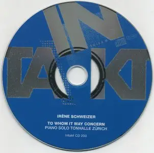 Irene Schweizer - To Whom It May Concern: Piano Solo, Tonhalle Zurich (2012) {Intakt}