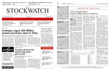 Stockwatch - Canada Daily – November 29, 2019