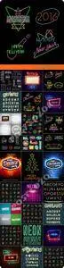 Neon light sign vector 2
