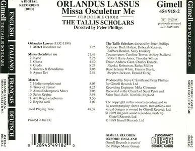 The Tallis Scholars - Orlandus Lassus - Missa Osculetur Me (1989, Gimell Records # 454 918-2)
