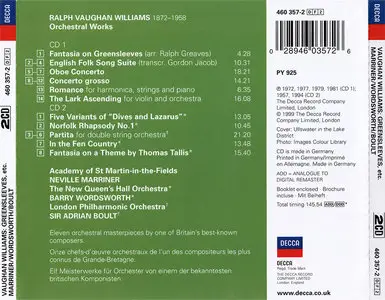 Sir Neville Marriner, Barry Wordsworth, Adrian Boult - Ralph Vaughan Williams: Orchestral Works (1999) 2CDs
