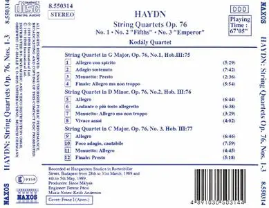 Kodály Quartet - Haydn: String Quartets Op. 76 Nos. 1-3 (1991)