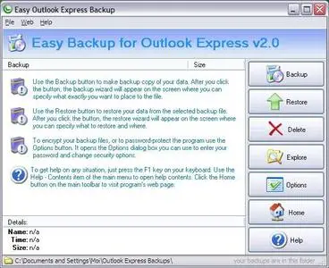 Easy Backup for Outlook Express ver. 2.0