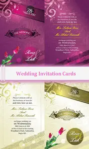 Vector Wedding Invitation Cards qBee