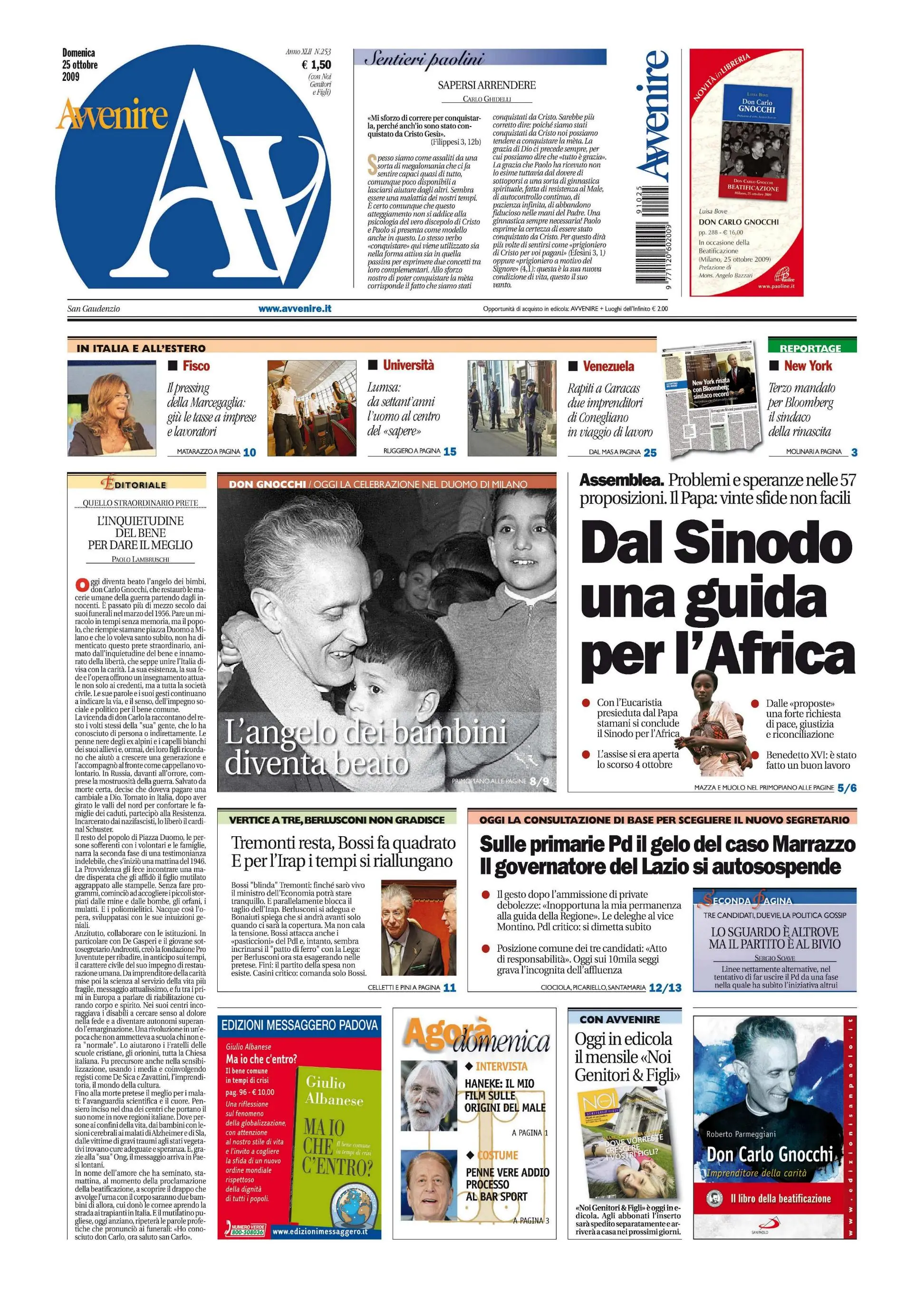 Avvenire 25.10.2009
