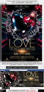 Flyer Template plus Facebook Cover - Valentines Night