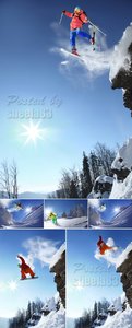 Stock Photo - Snowboarders & Skiers