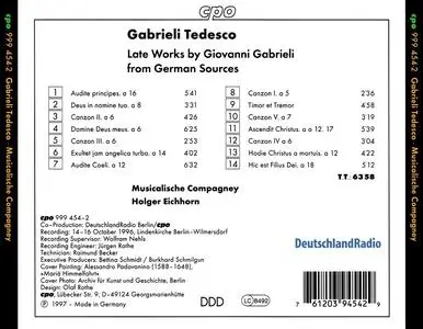 Holger Eichhorn, Musicalische Compagney - Gabrieli Tedesco: Giovanni Gabrieli from German sources (1997)