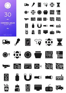 30 Amazing Control Solid Icon Set