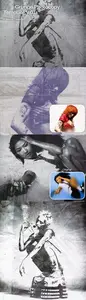 Grunge Photocopy PSD Template + 5 Textures + Adjustable Halftones