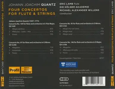 Johann Joachim Quantz - Four Concertos for Flute & Strings - Eric Lamb, Kölner Akademie (2018) {Profil CDPH18023}