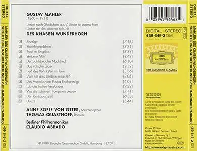 Gustav Mahler - von Otter / Quasthoff - Des Knaben Wunderhorn (1999, Deutsche Grammophon # 459 646-2 GH)